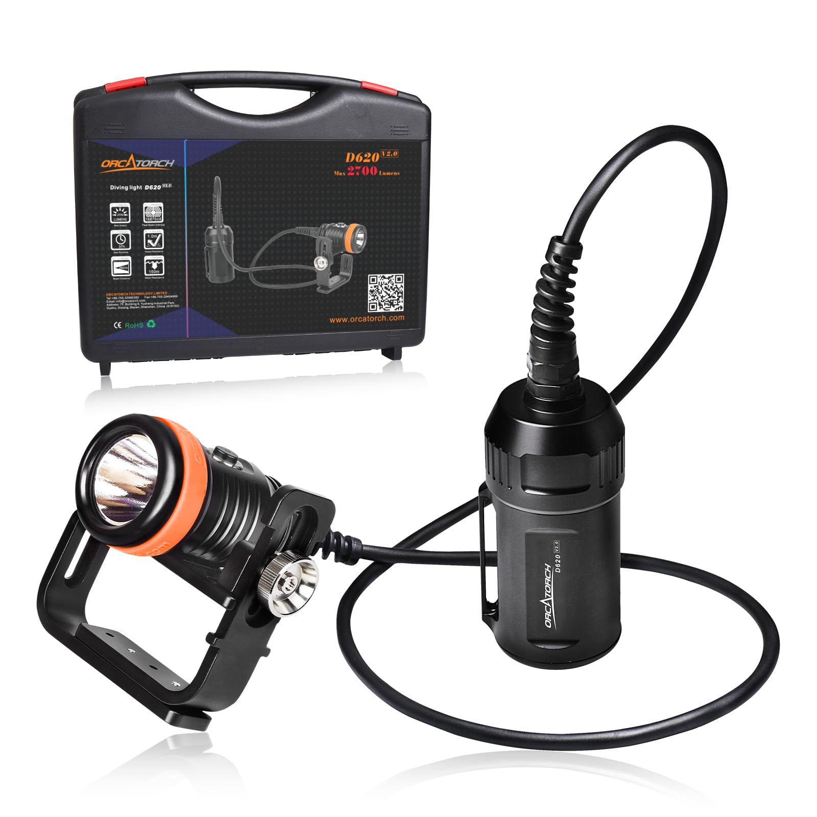 Amazon.com : ORCATORCH D620 V2.0 2700 Lumen Primary Canister Dive